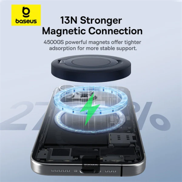 Baseus Simple Mini4 Magnetic Wireless Charging 15W Qi2 (Cosmic Black) (P10273300121-01) - Image 5