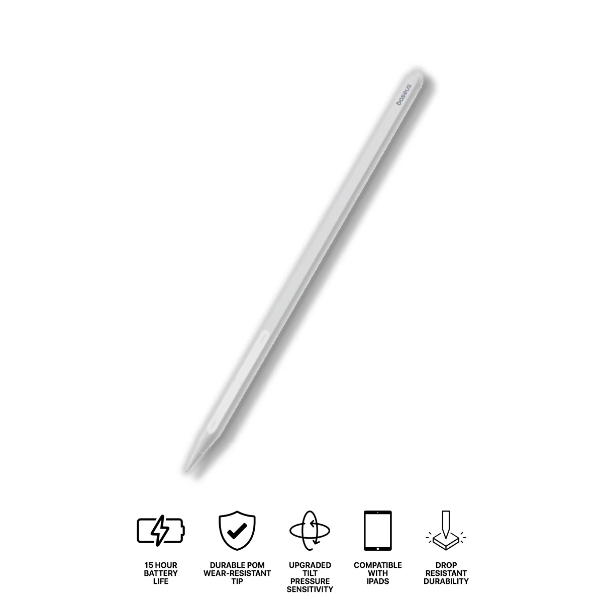 Baseus Smooth Writing PS3 Air Bluetooth Stylus Pen for iPad Pencil Universal Wired Charging for iPad/ Tablet Touch Writing Pen (Moon White) (B0001201)