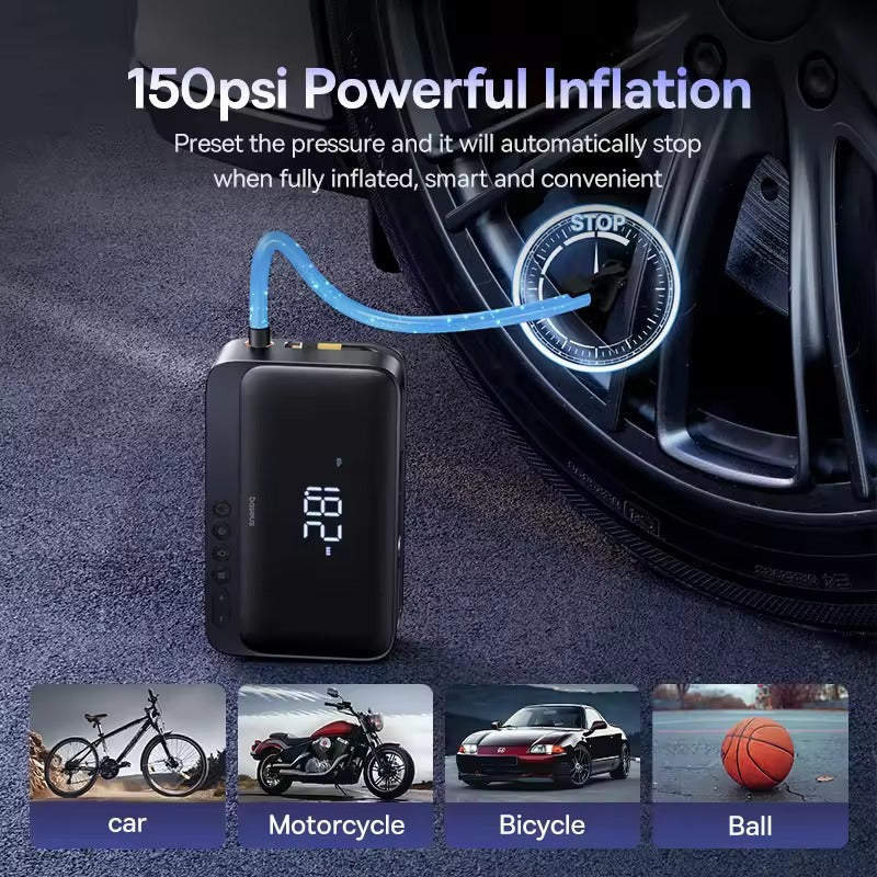 Baseus Super Energy Series 4-in-1 Car Jump Starter 600A, Tire Inflator & Pressure Meter, Power Bank, Multi-Function LED Light (Cluster Black) (C00245902111-00) - Image 4