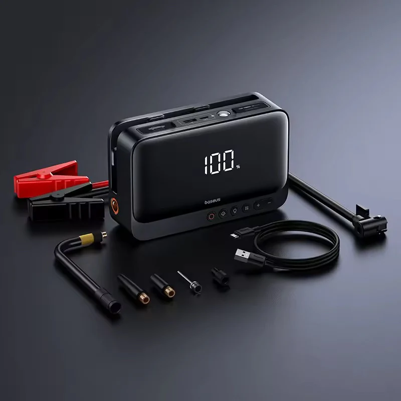 Baseus Super Energy Series 4-in-1 Car Jump Starter 600A, Tire Inflator & Pressure Meter, Power Bank, Multi-Function LED Light (Cluster Black) (C00245902111-00) - Image 7