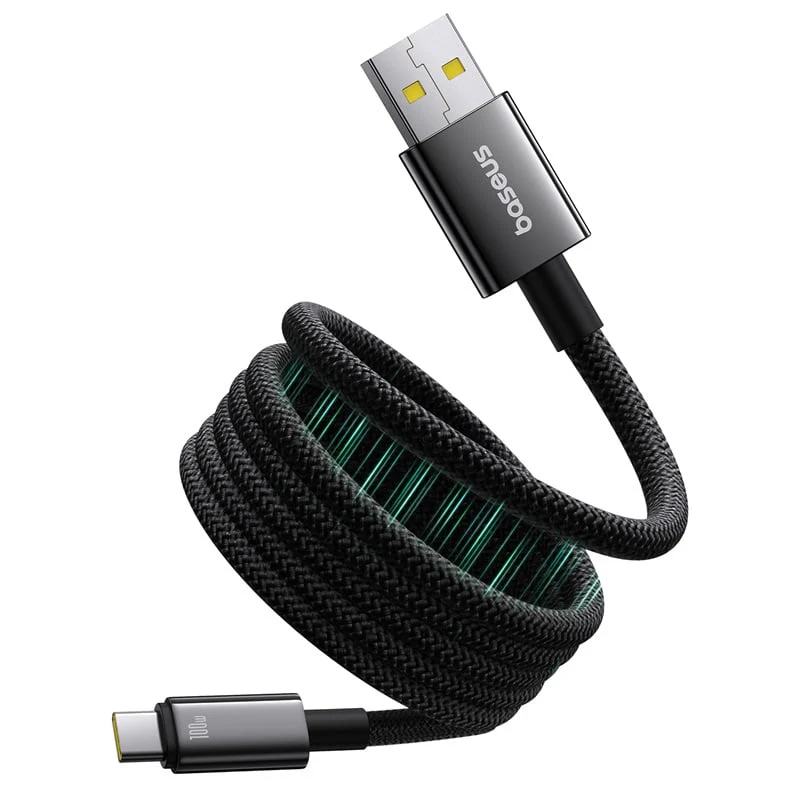 Baseus Tungsten Gold Magnetic Charging Cable USB-A to USB-C 100W 1m (Cluster Black) (P10319805111-02)