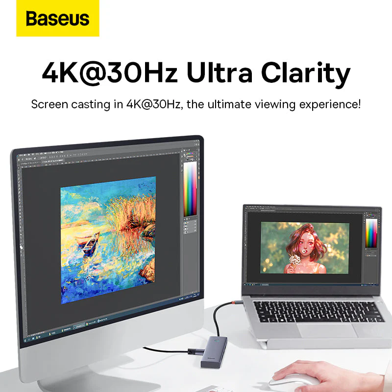 Baseus UltraJoy Series 5-Port Hub Docking Station USB-C to HDMI 4K@30Hz + 3xUSB-C 3.0 + PD (Space Grey) (B00052801811-00) - Image 12