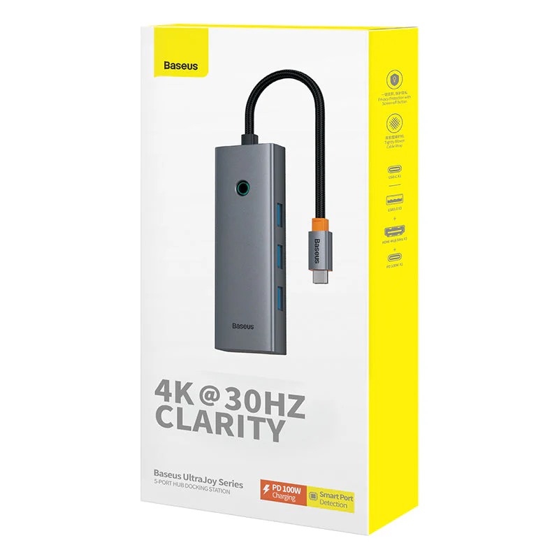 Baseus UltraJoy Series 5-Port Hub Docking Station USB-C to HDMI 4K@30Hz + 3xUSB-C 3.0 + PD (Space Grey) (B00052801811-00) - Image 15