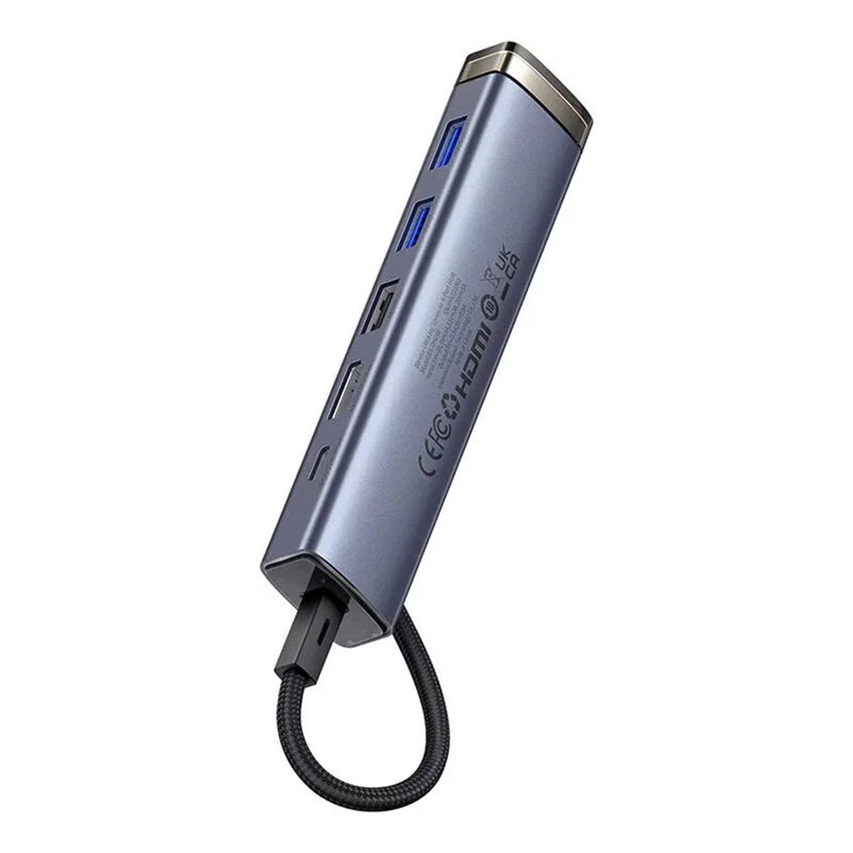 Baseus UltraJoy Series 6-Port Hub Air USB-C to HDMI 4K@60Hz + USB-A 2.0 + USB-C 3.0 + 2xUSB-A 3.0 + USB-C PD (Space Grey) (B00052802811-02) - Image 2