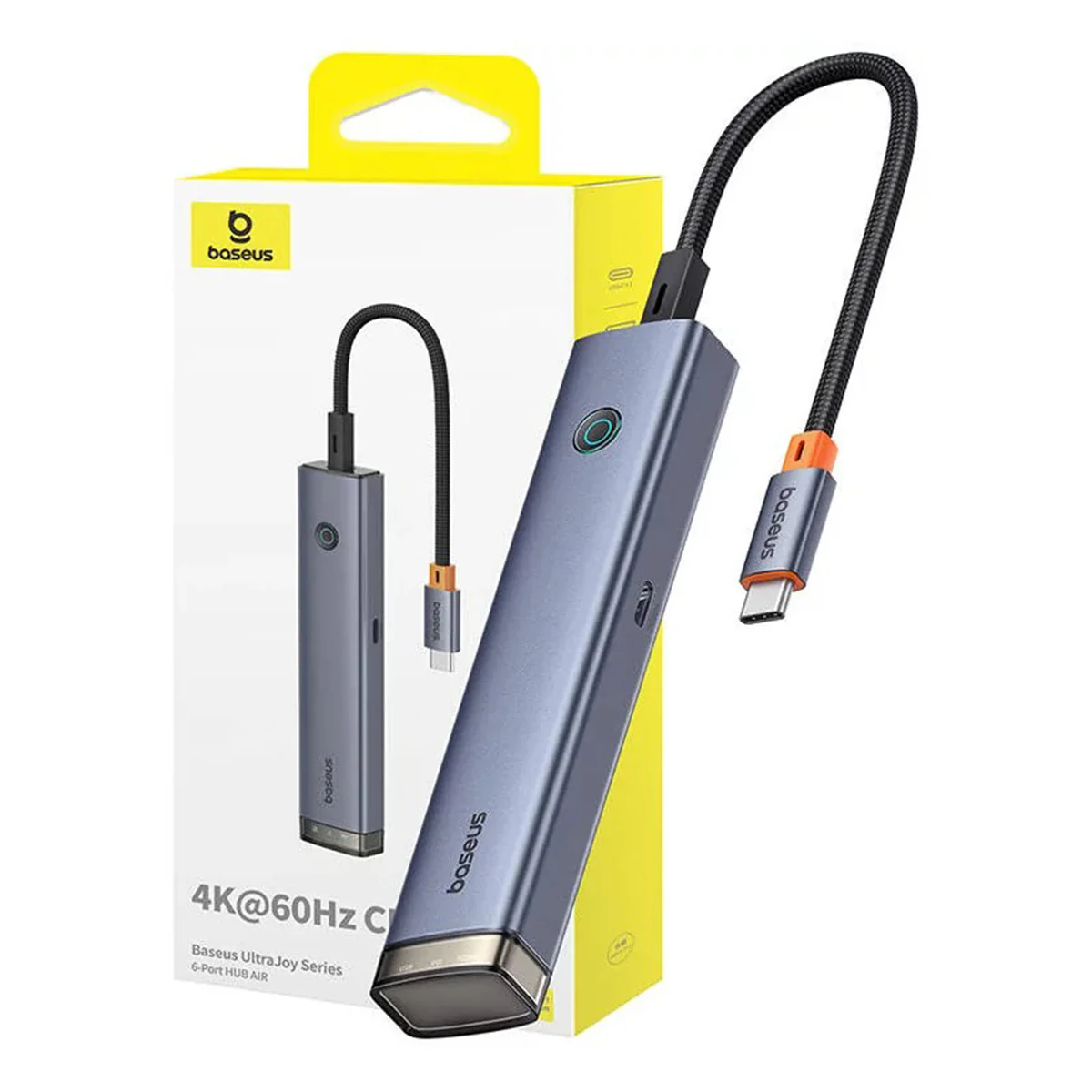 Baseus UltraJoy Series 6-Port Hub Air USB-C to HDMI 4K@60Hz + USB-A 2.0 + USB-C 3.0 + 2xUSB-A 3.0 + USB-C PD (Space Grey) (B00052802811-02) - Image 4