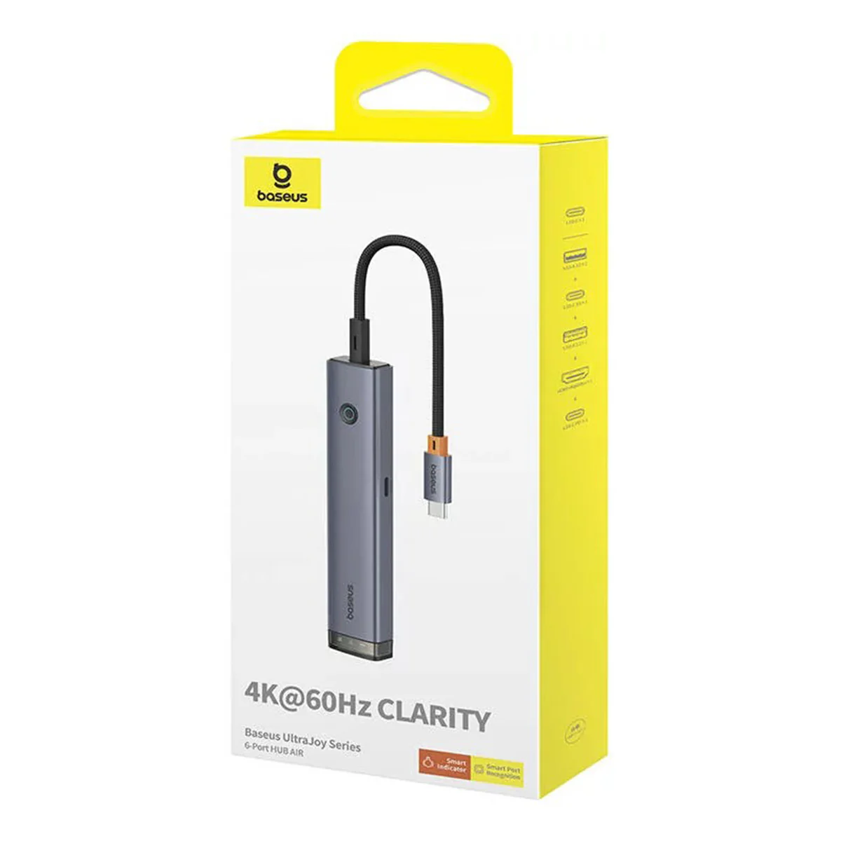 Baseus UltraJoy Series 6-Port Hub Air USB-C to HDMI 4K@60Hz + USB-A 2.0 + USB-C 3.0 + 2xUSB-A 3.0 + USB-C PD (Space Grey) (B00052802811-02) - Image 5