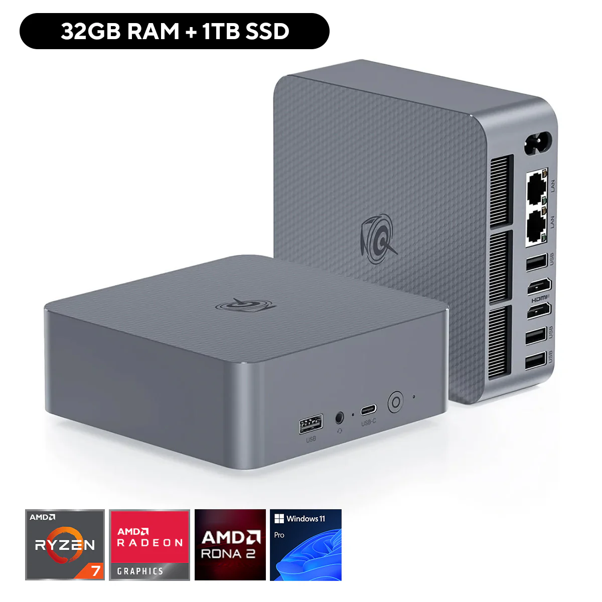 Beelink EQR6-LP AMD Ryzen 7 6800U Processor (24GB RAM+500GB SSD | 32GB RAM+1TB SSD) Windows 11 Pro Mini PC (Milky Grey) - Image 21