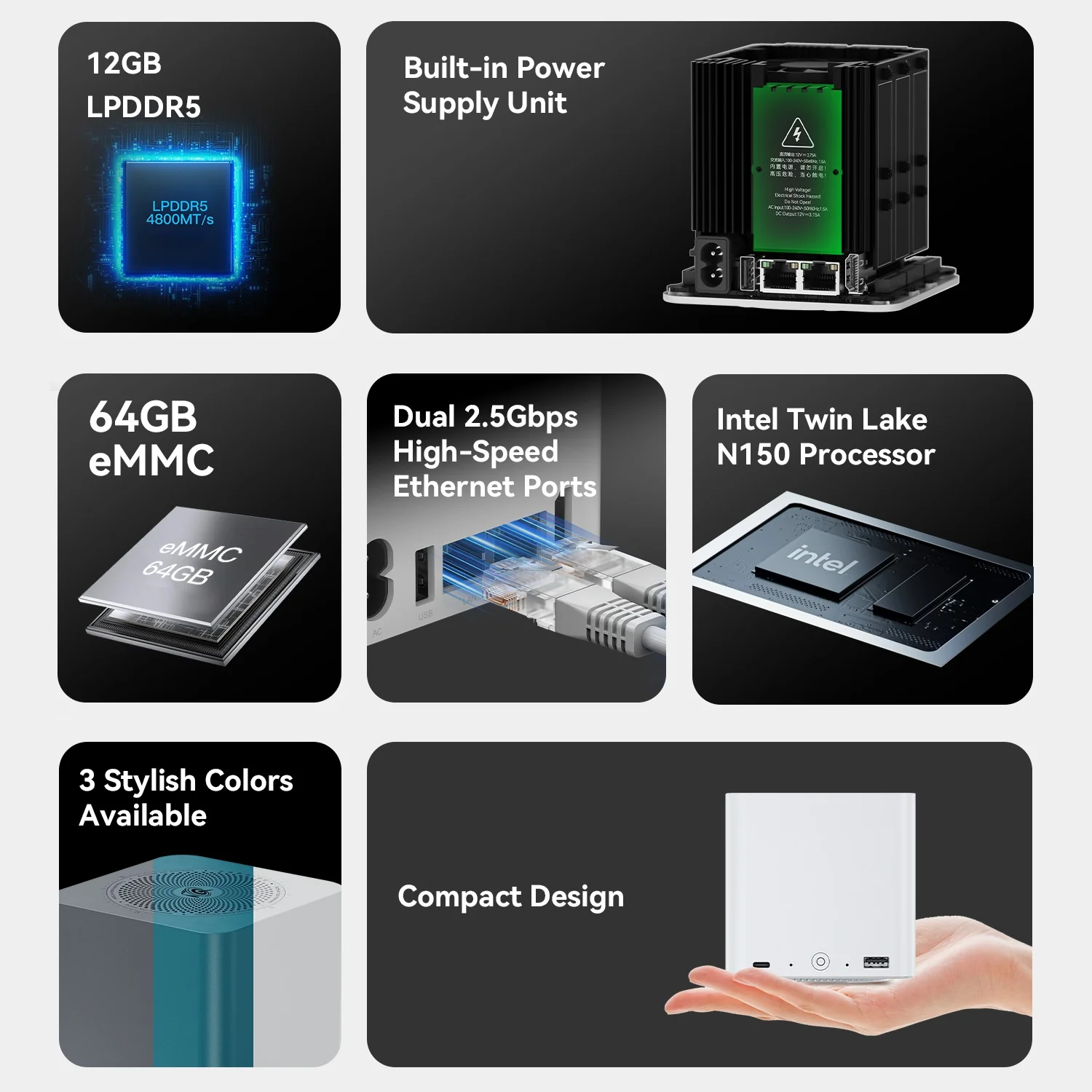 Beelink ME Mini 6-Slot Home Storage NAS Mini PC Intel Twin Lake N150 Processor 12GB RAM 64GB SSD Windows 11 Home (Pearl White) - Image 8