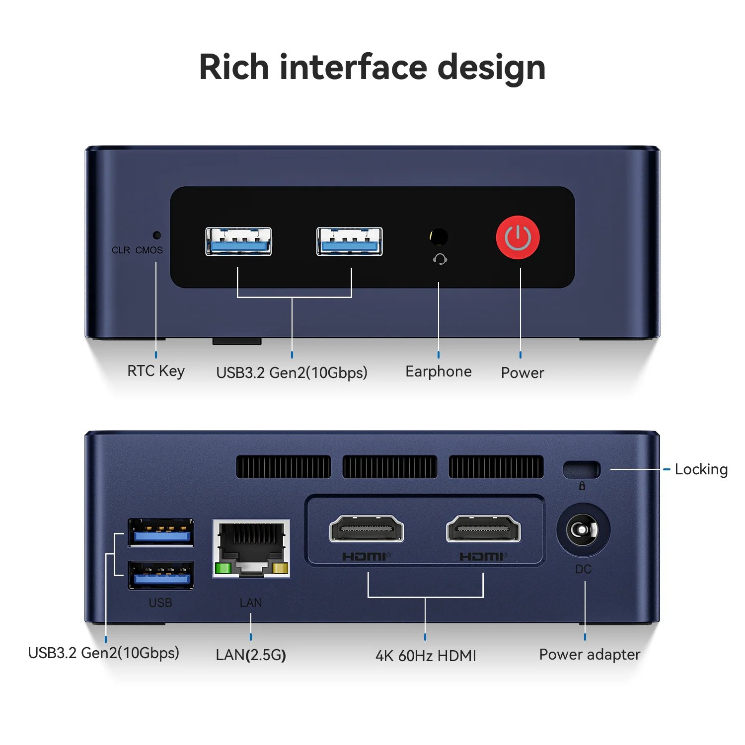 Beelink Mini S12-LP Intel N95 Processor 12GB RAM 480GB SSD Mini PC (Navy Blue) - Image 12