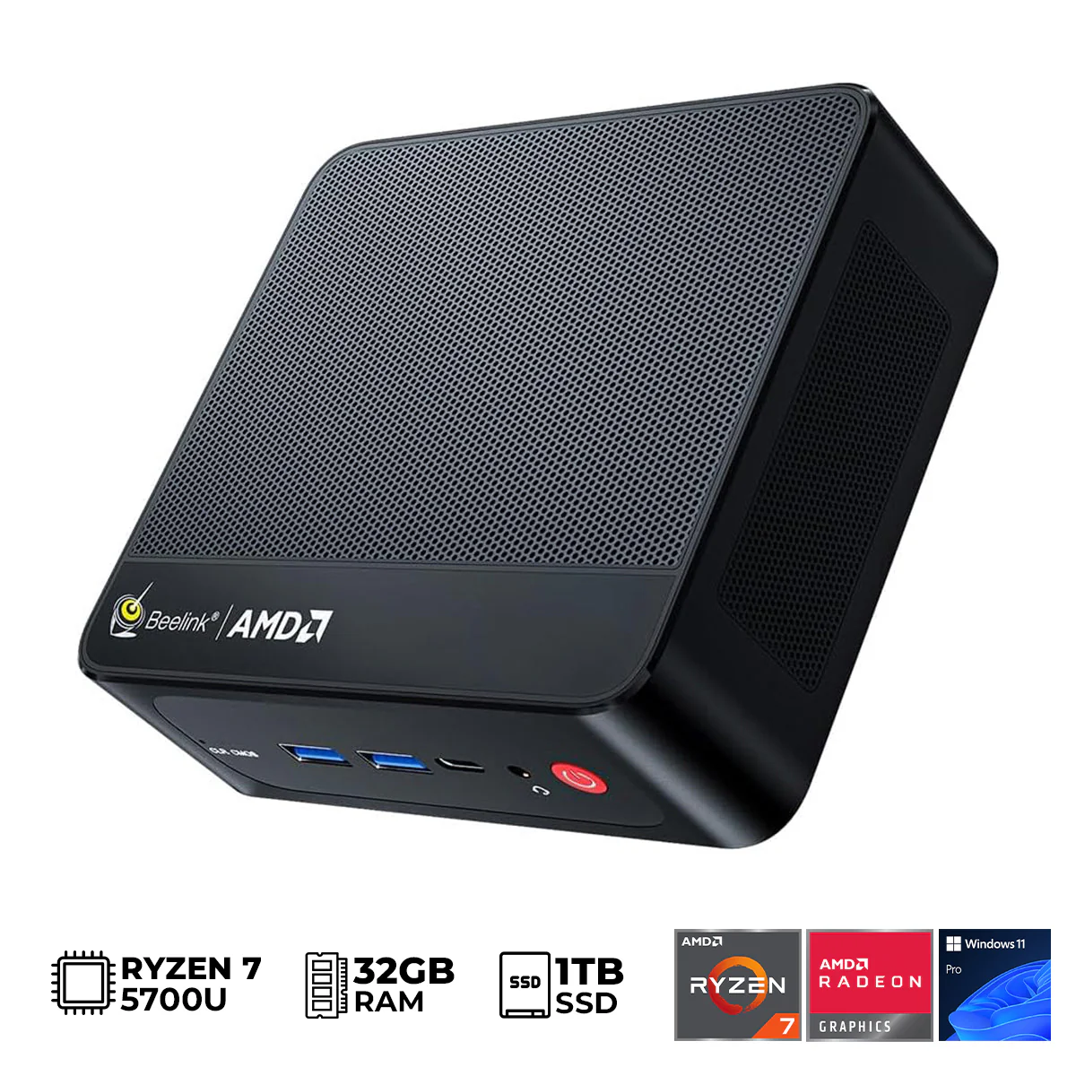 Beelink SER5 Pro AMD Ryzen 7 5700U 32GB RAM 1TB SSD Windows 11 Pro Mini PC (Obsidian Black) - Image 2