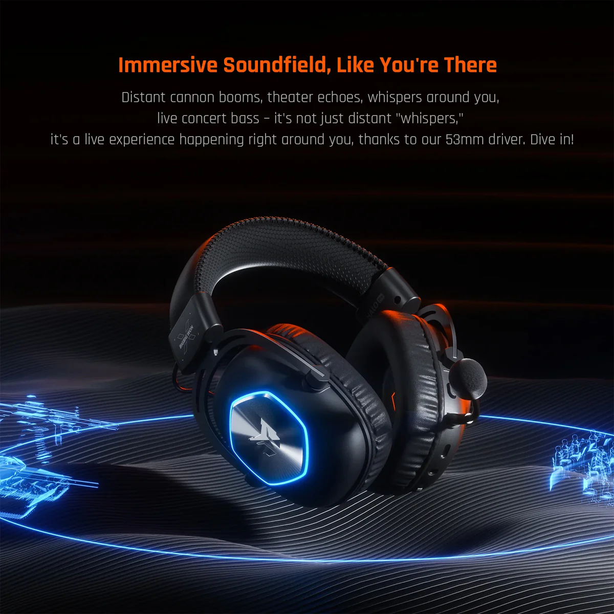 Bigbig Won Halo Pro Tri-Mode Gaming Headset for PS5 / PS4 / XboxOne / Xbox Series / Switch / PC / Android / iOS (Black) - Image 9