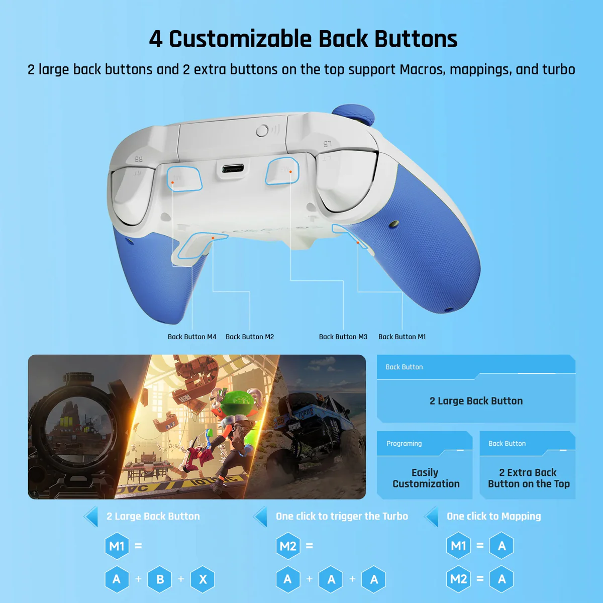 Bigbig Won Rainbow 2 SE Wireless Gaming Controller for Win 10&11 / Switch / Android / iOS (Blue, Pink, Green) - Image 12