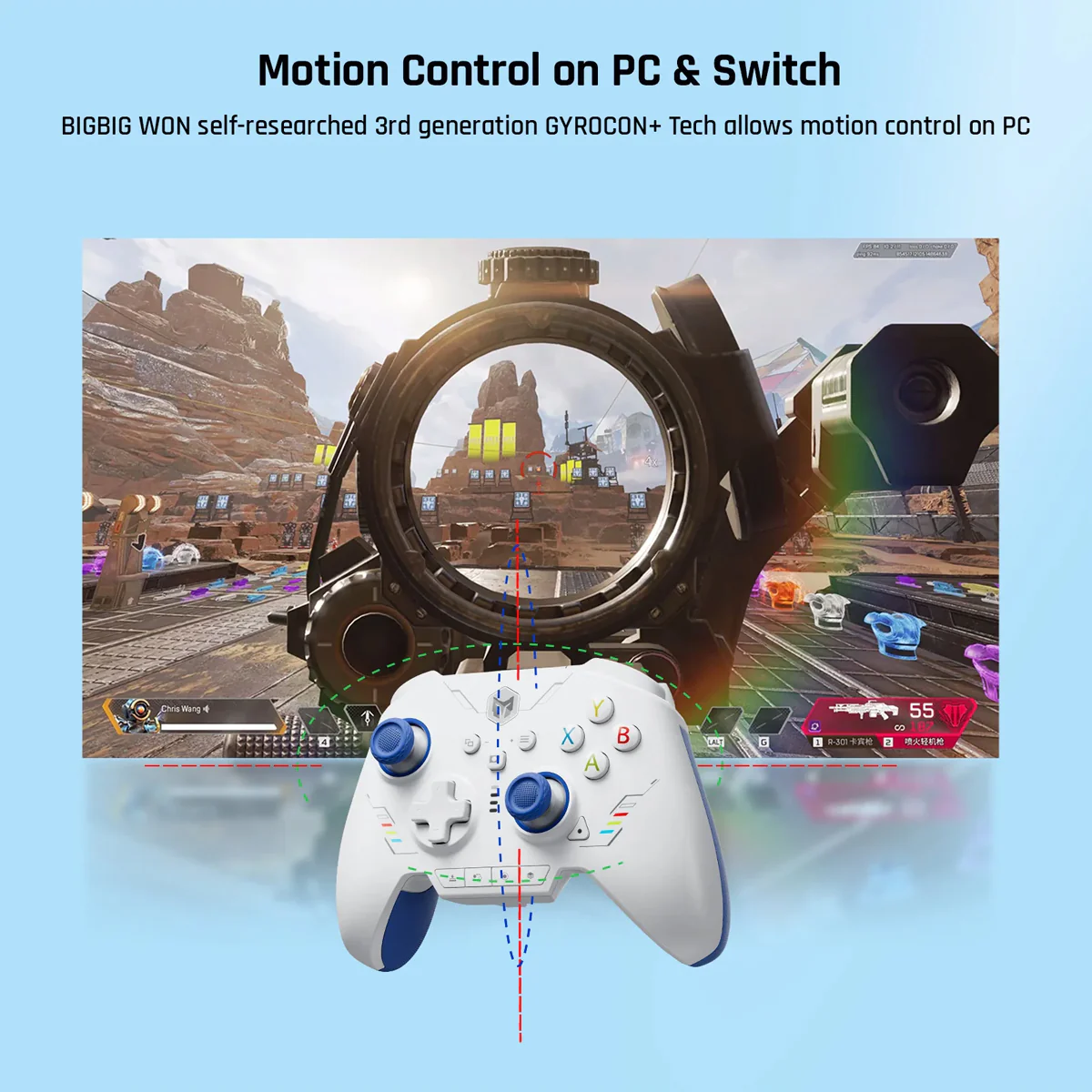 Bigbig Won Rainbow 2 SE Wireless Gaming Controller for Win 10&11 / Switch / Android / iOS (Blue, Pink, Green) - Image 13