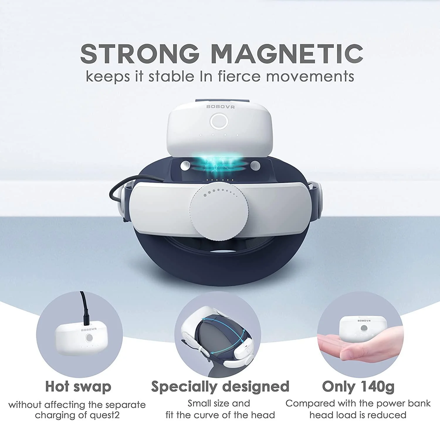 BOBOVR M1 Plus Head Strap With Battery Compatible With Oculus Quest 2 (M1 Plus-1) - Image 3
