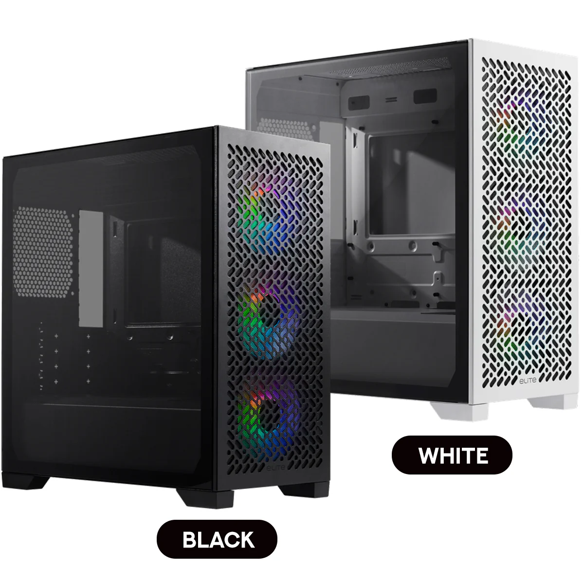 Cooler Master Elite 302 ARGB Mini-ITX, Micro-ATX Mini Tower PC Case (Black - Glass Edition, White - Glass Edition)