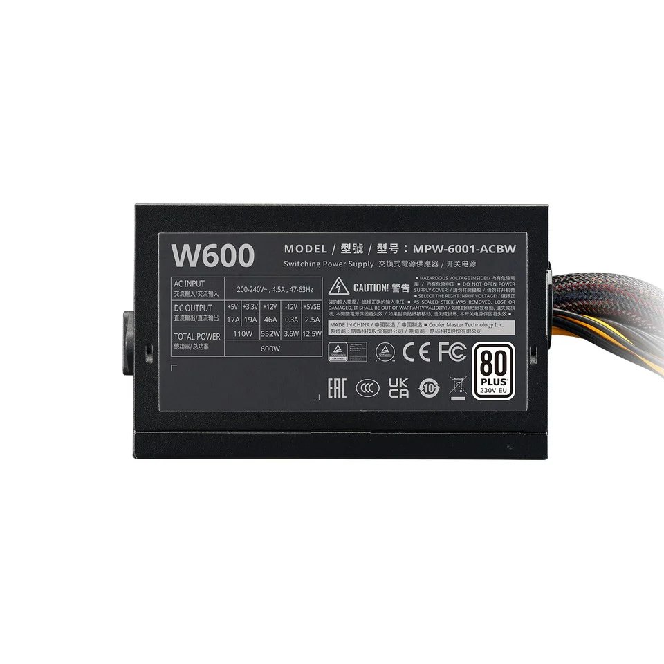 Cooler Master Elite NEX W600 230V 600W 80+ ATX Non Modular Power Supply (MPW-6001-ACBW-B) - Image 4