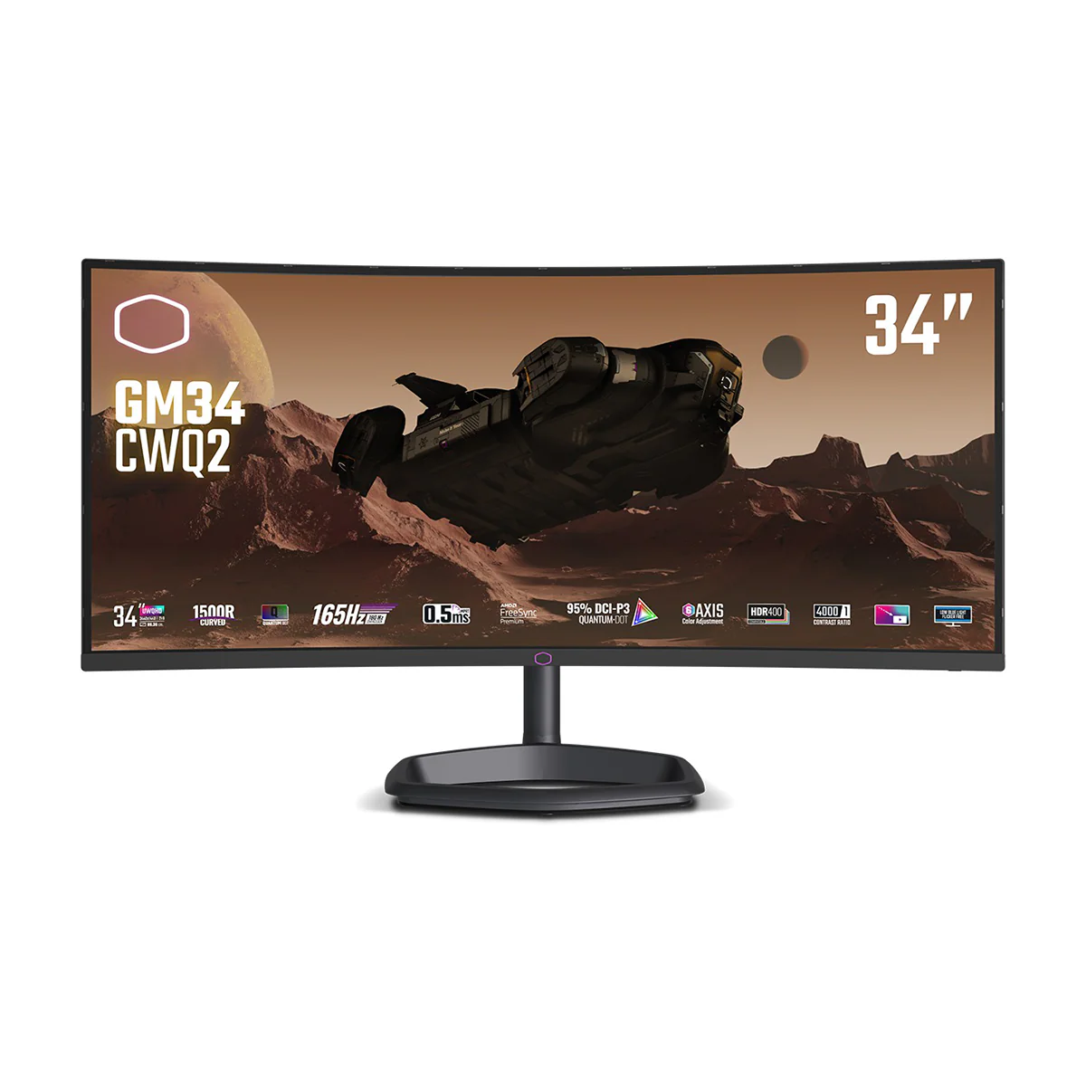 Cooler Master GM34-CWQ2 34" UWQHD (3440x1440) 180Hz 0.5ms MPRT VA Quantum Dot FreeSync Curved Gaming Monitor