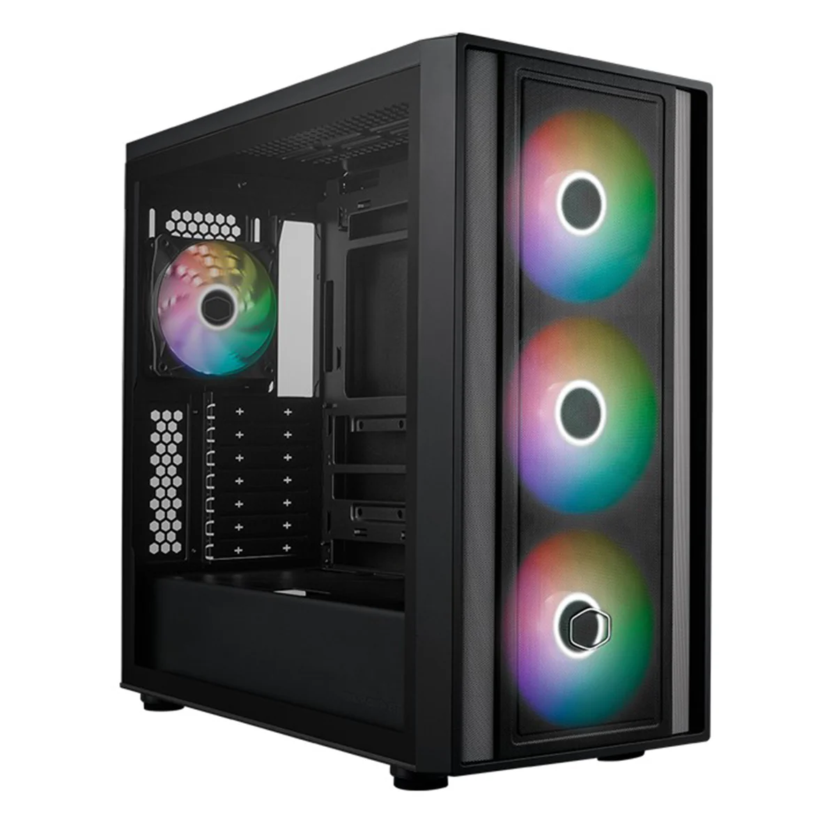 Cooler Master MasterBox 600 Tempered Glass ATX Mid Tower PC Case (Black, White) - Image 2