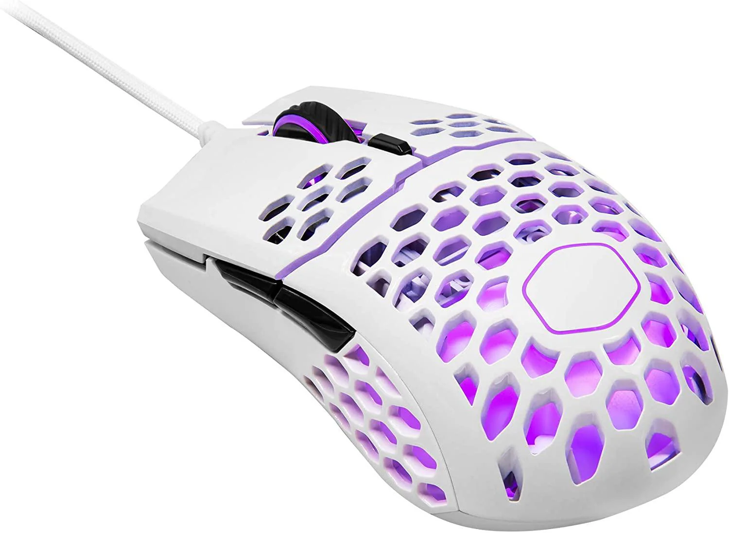 Cooler Master MM711 Gaming Mouse With Lightweight Honeycomb Shell, Ultraweave Cable & RGB Accents (Glossy White) - Image 2