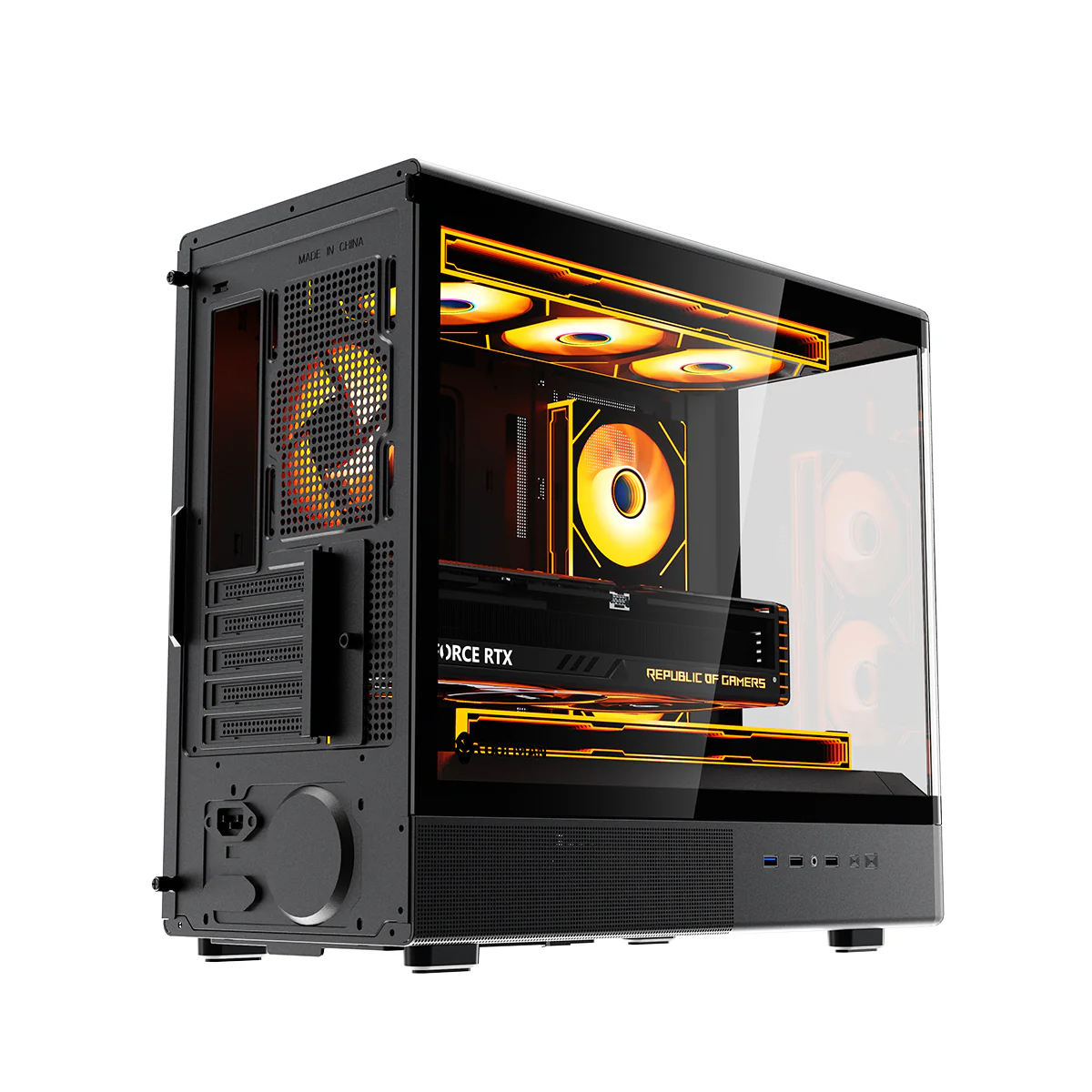 Coolman Astral M-ATX PC Case with Digital Screen Display (Black, White) - Image 11