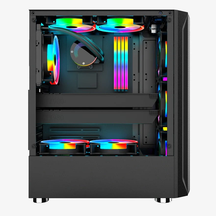 Coolman Aurora Gaming Case With 3X120MM RGB Fans (Black) - Image 3