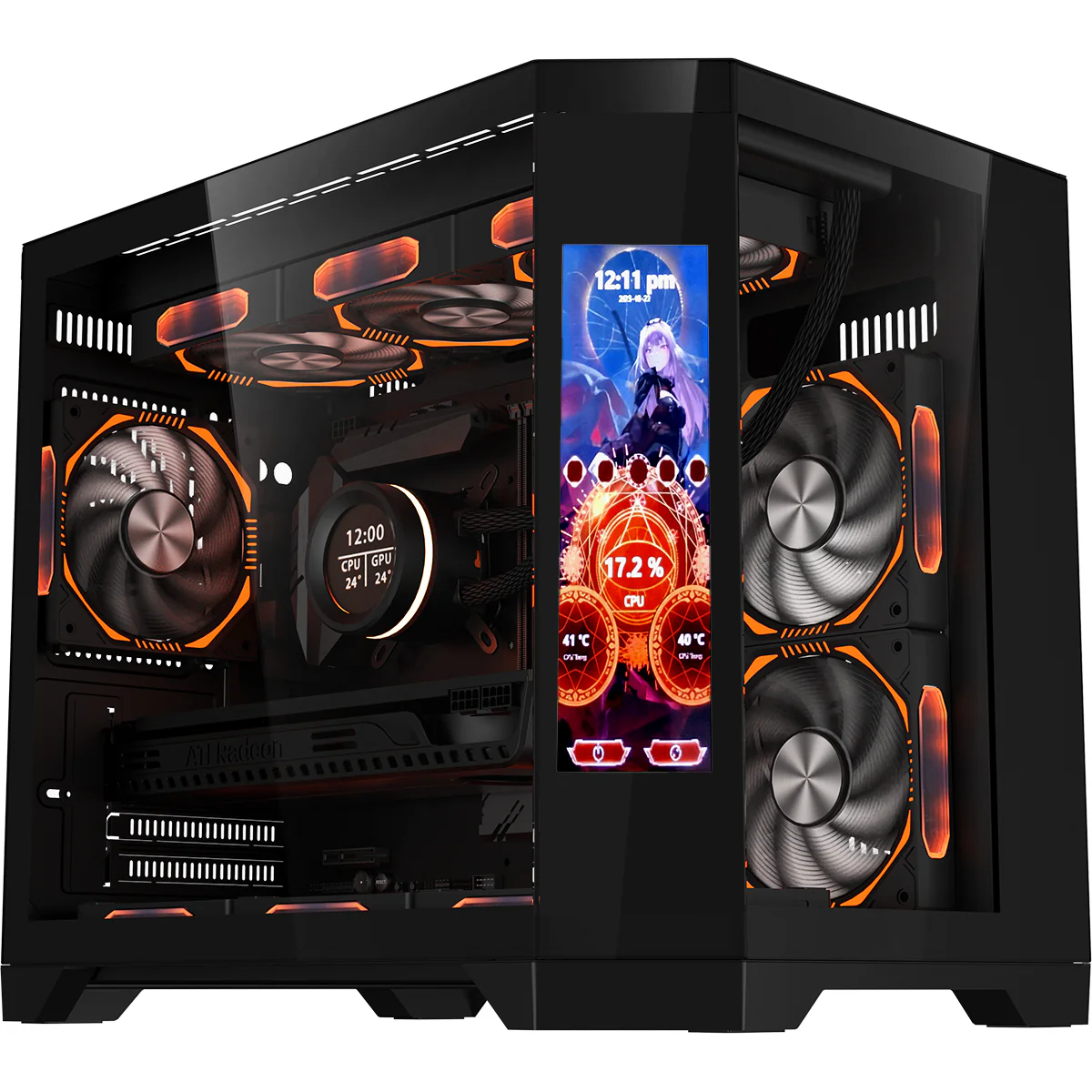 Coolman Spectra M-ATX/ITX PC Case with Customizable LCD Screen Display (Black, White) - Image 2