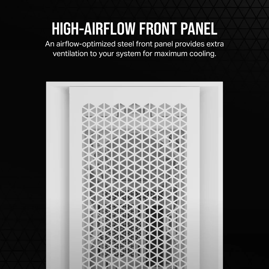 Corsair 5000D Airflow Core Tempered Glass Mid-Tower ATX PC Case (Black, White) - Image 8