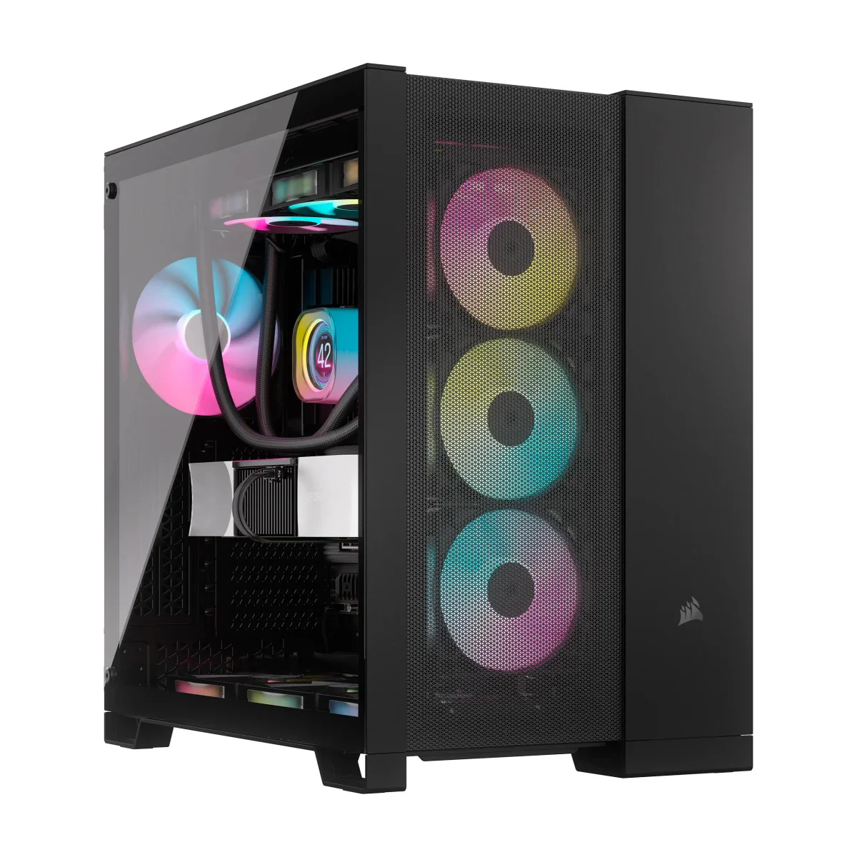 Corsair 6500D Airflow Tempered Glass ATX Mid-Tower Dual Chamber PC Case (Black, White) - Image 2