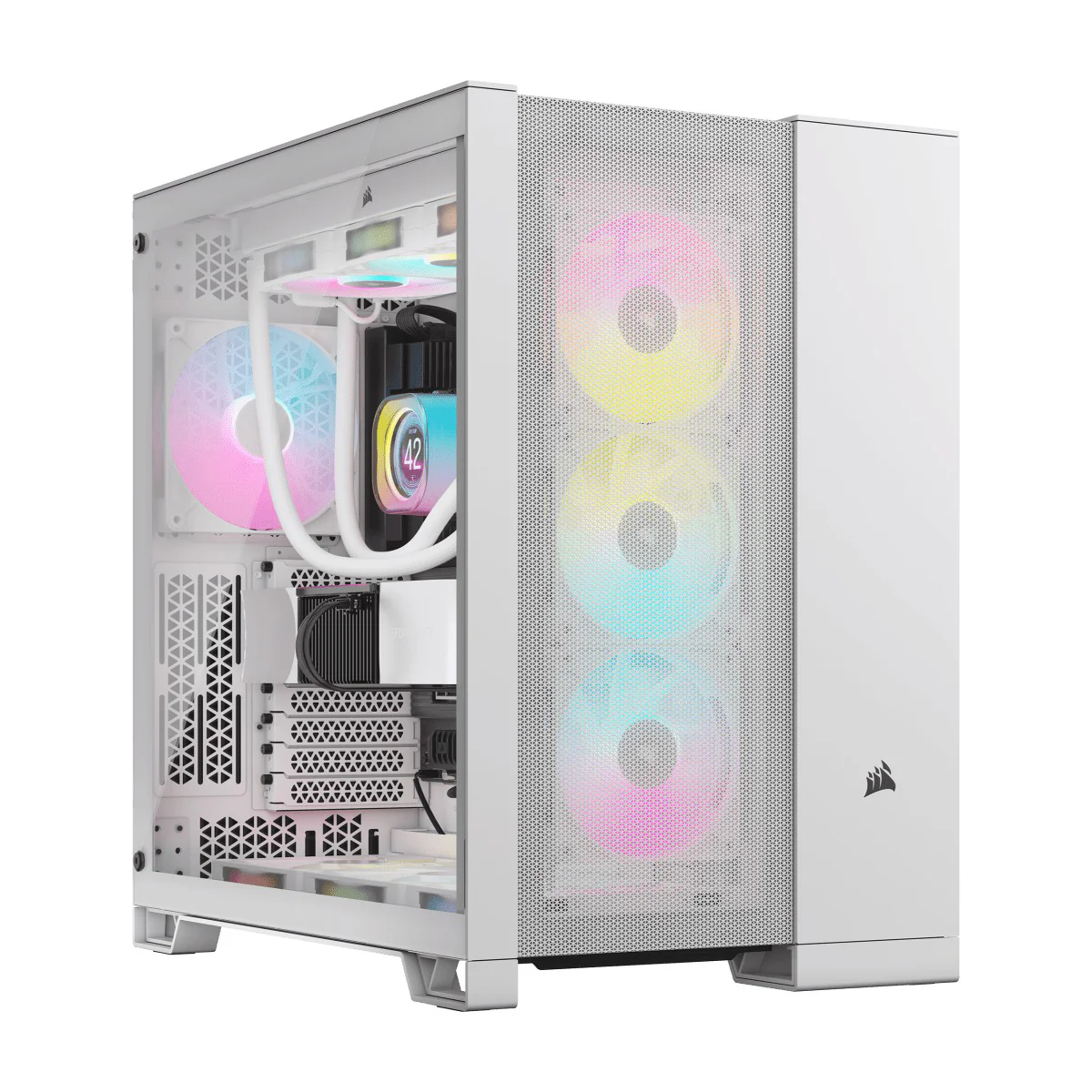 Corsair 6500D Airflow Tempered Glass ATX Mid-Tower Dual Chamber PC Case (Black, White) - Image 3