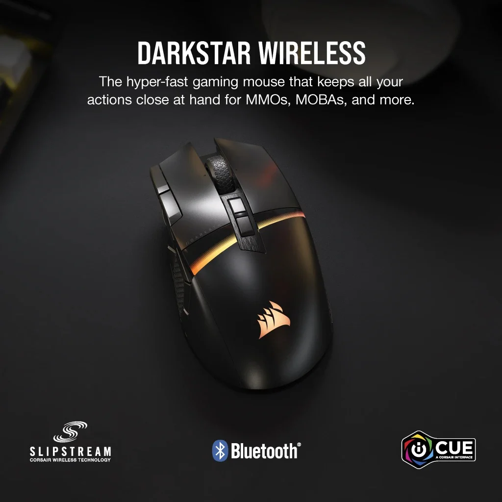 Corsair Darkstar Wireless RGB MOBA/MMO Optical Gaming Mouse (Black) - Image 8