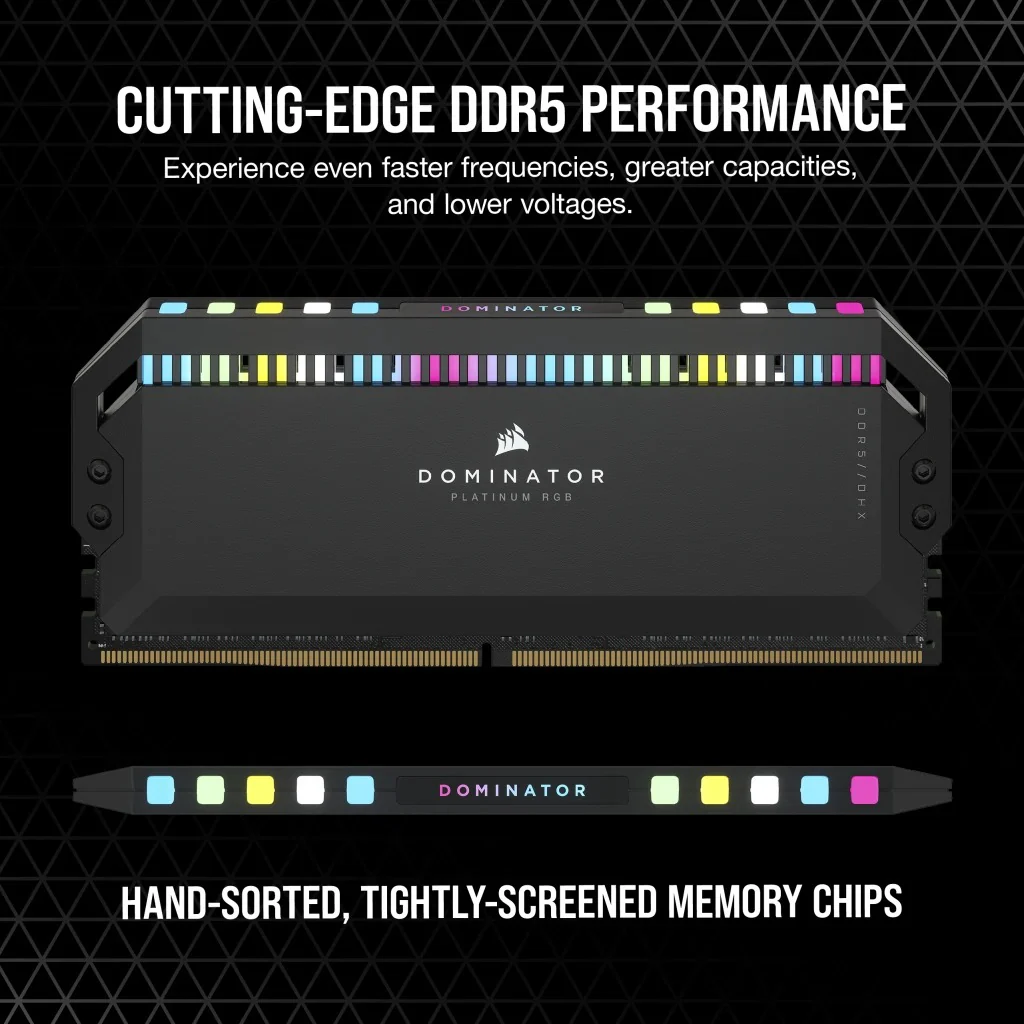 Corsair Dominator Platinum RGB 64GB (2x32GB) DDR5 DRAM 6800Mhz CL40 Intel XMP Memory Kit (Black) (CMT64GX5M2B6800C40) - Image 3