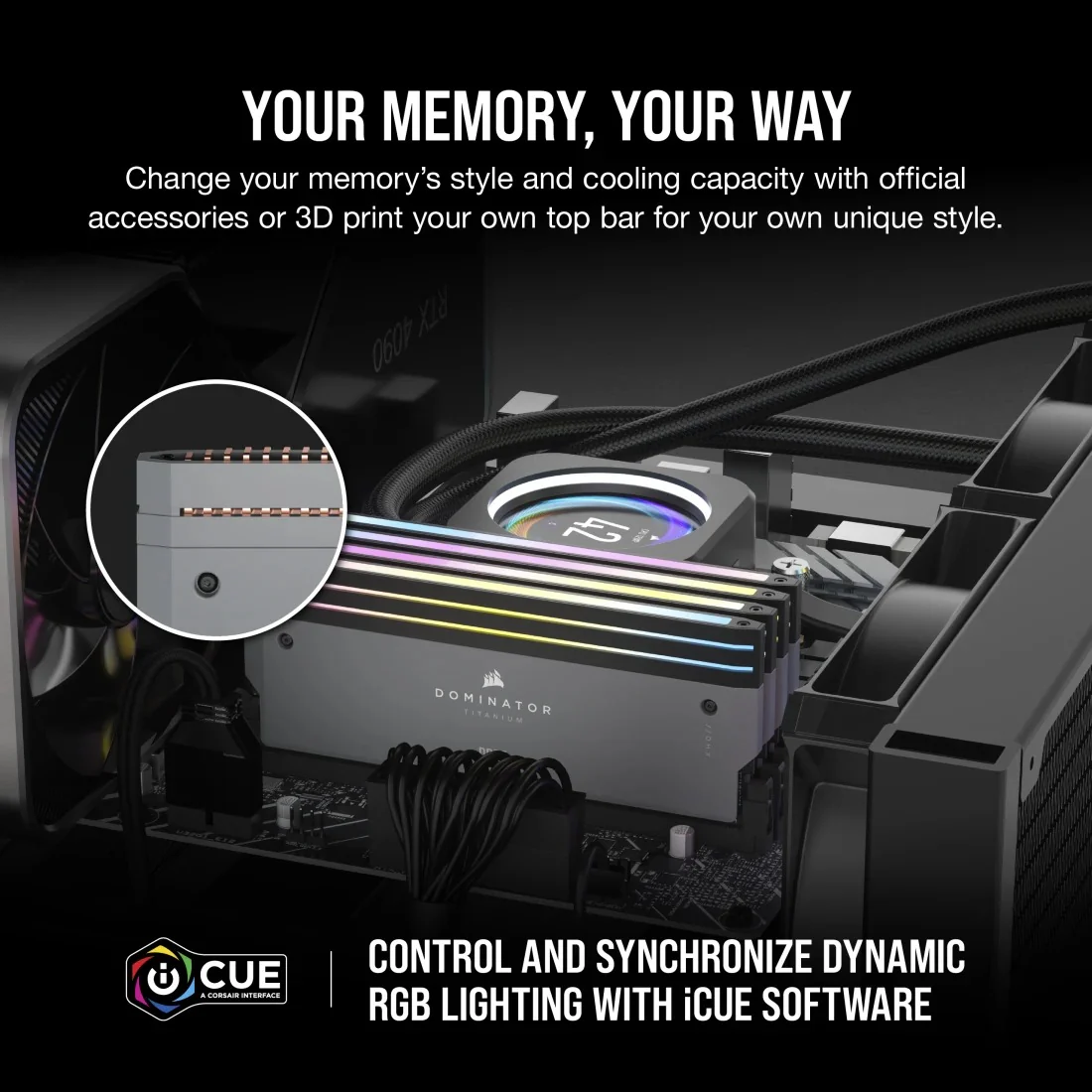 Corsair Dominator Titanium RGB 32GB (2x16GB) DDR5 DRAM 6000MT/s CL30 AMD Expo & Intel XMP Memory Kit (Grey) (CMP32GX5M2B6000Z30) - Image 3