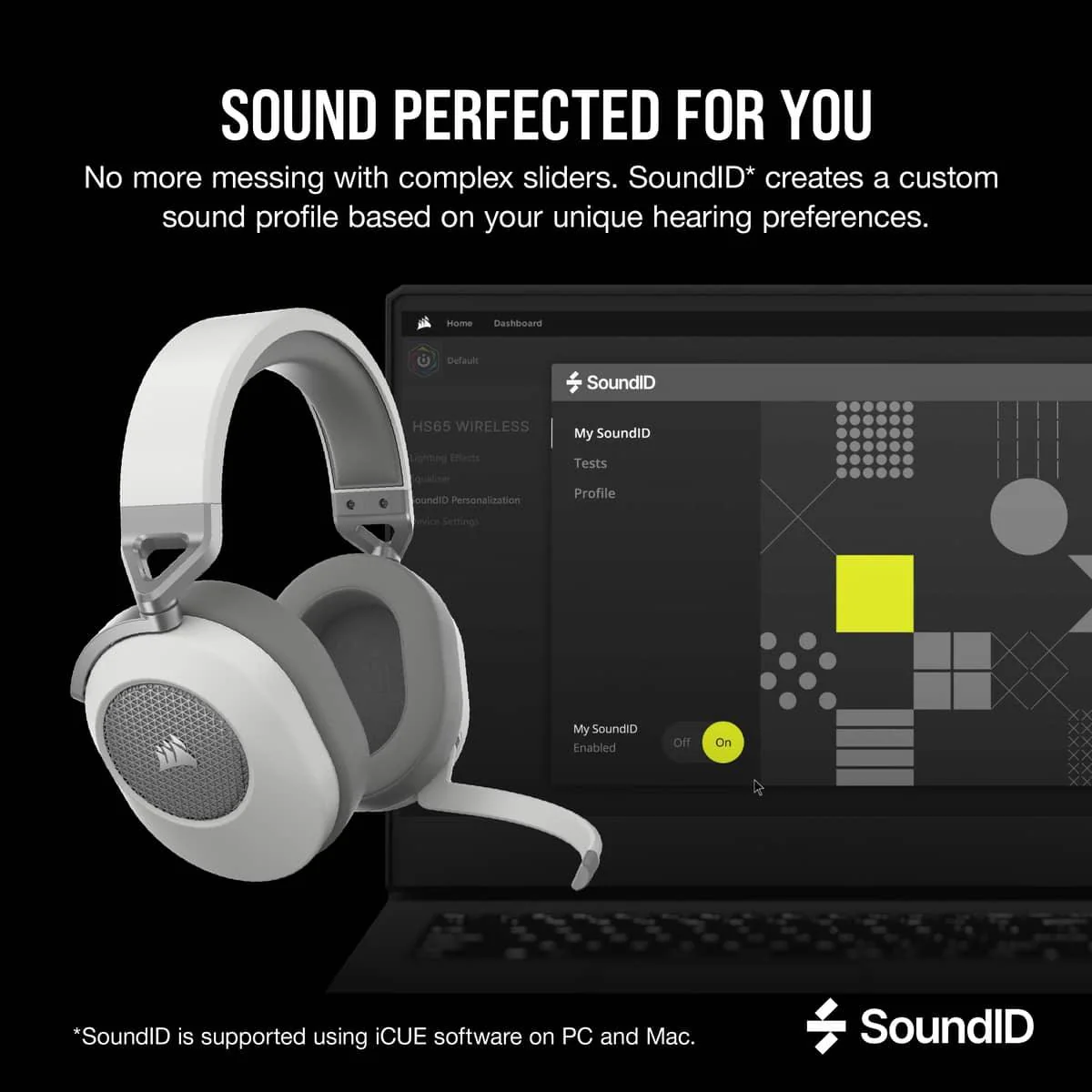 Corsair HS65 Wireless 2.4GHZ/BT 5.2/Dolby Audio 7.1 Lightweight Gaming Headset For PC/ Mac/ PS4/ PS5 (White) - Image 8