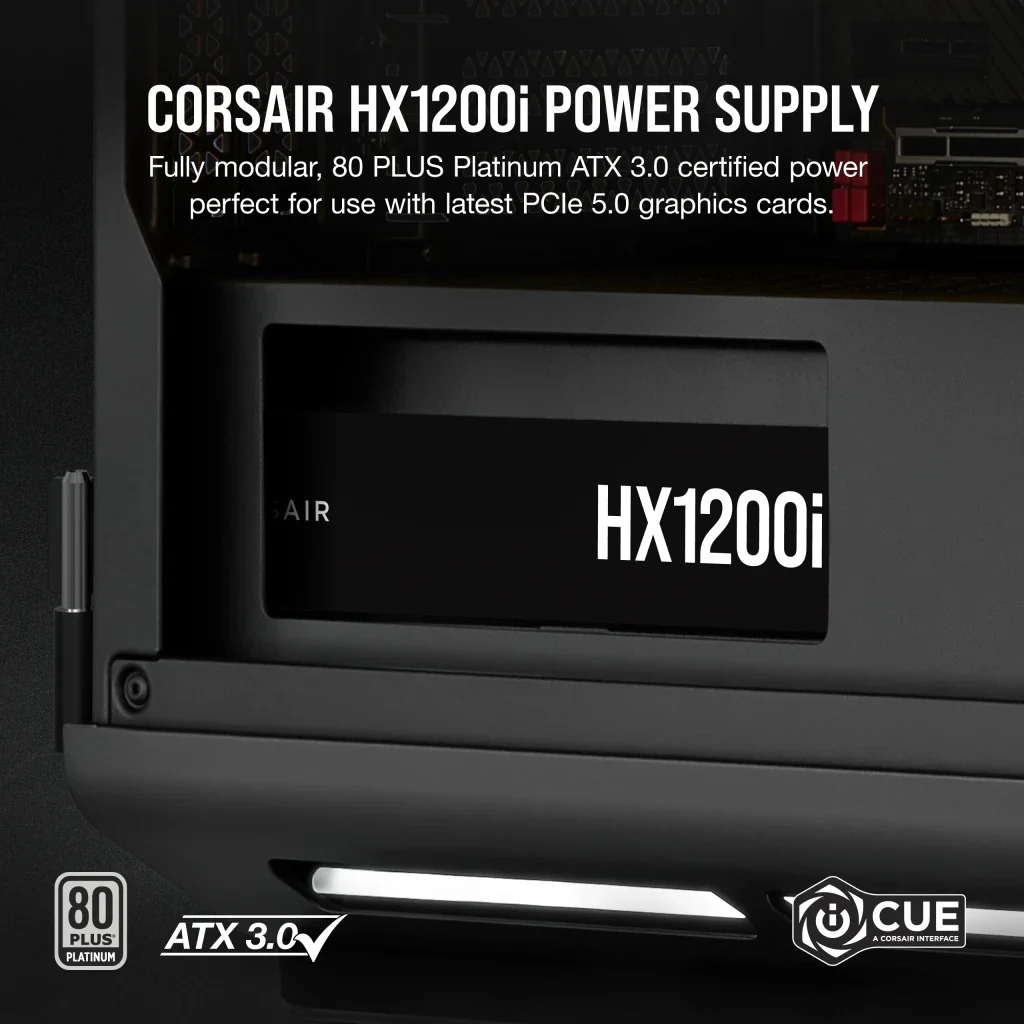 Corsair HXi Series HX1200i 1200W ATX 80 Plus Platinum Ultra-Low Noise Fully Modular Power Supply - Image 8