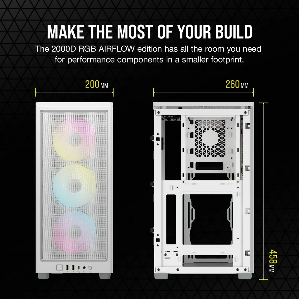 Corsair iCue 2000D RGB Airflow Mini-ITX PC Case (White) - Image 25