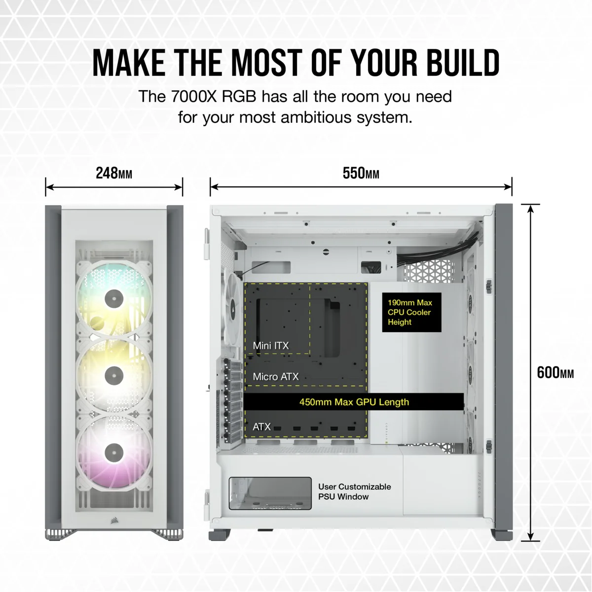 Corsair iCUE 7000X RGB Tempered Glass Full-Tower ATX PC Case (White) - Image 5