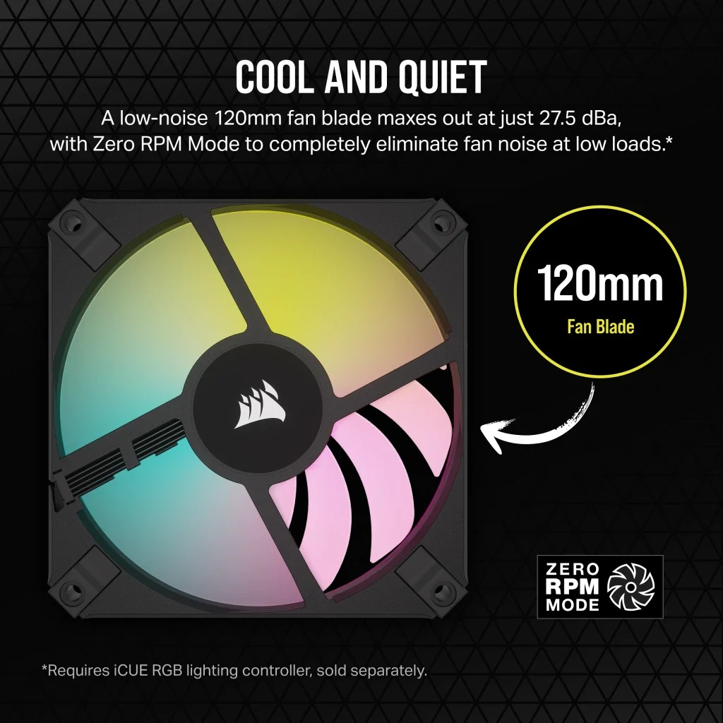 Corsair iCUE AF120 RGB Slim 120MM PWM Fluid Dynamic Bearing Fan (Black) (Single Pack) - Image 13