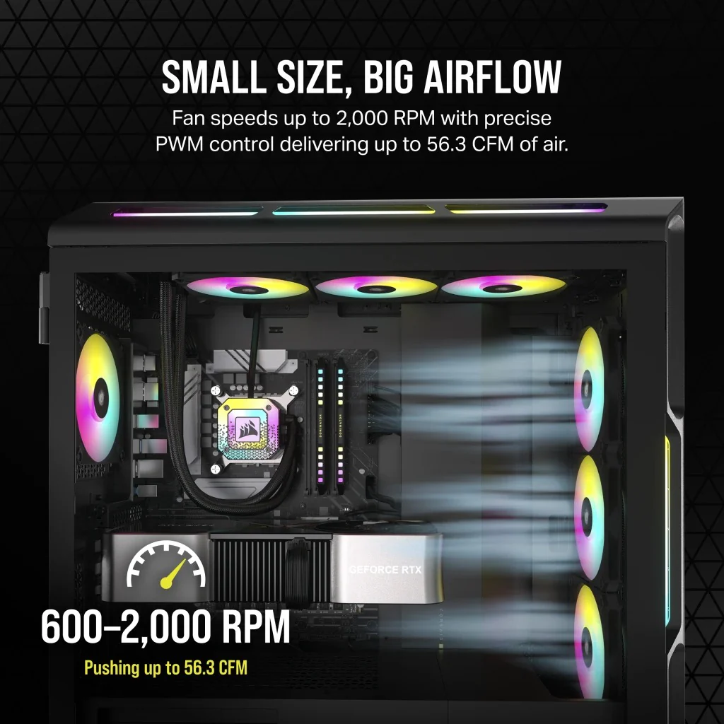 Corsair iCUE AF120 RGB Slim 120MM PWM Fluid Dynamic Bearing Fan (Black) (Single Pack) - Image 15