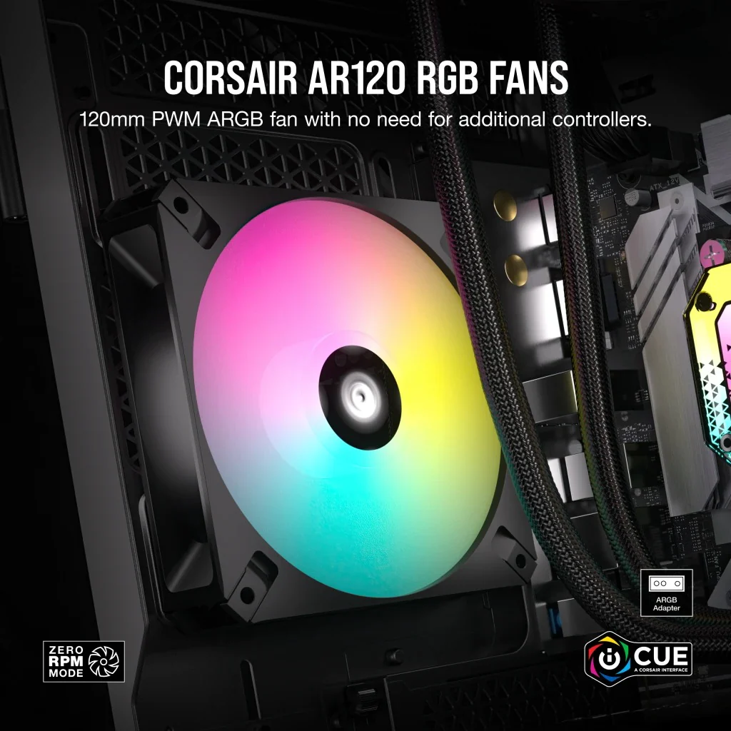 Corsair iCUE AR120 Digital RGB 120mm PWM Fan (Black) (Triple Pack) - Image 6