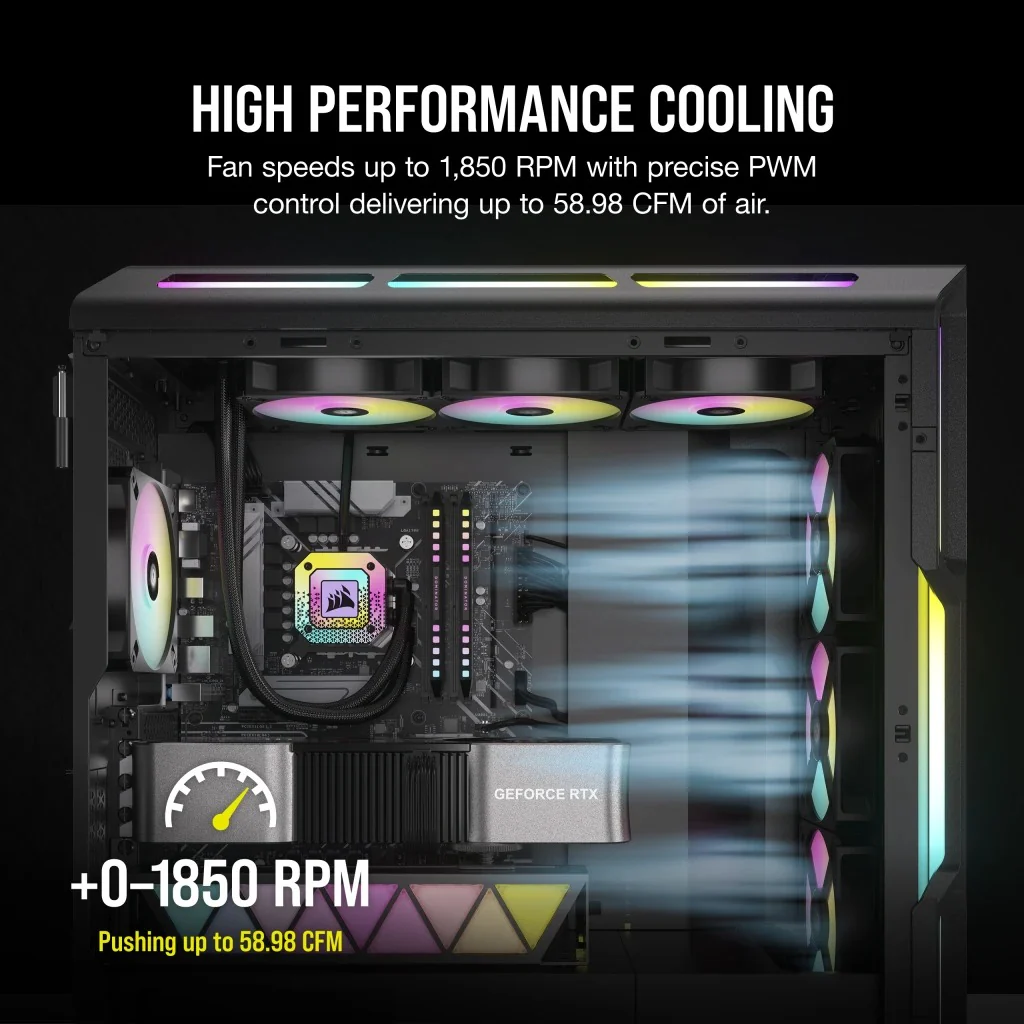 Corsair iCUE AR120 Digital RGB 120mm PWM Fan (Black) (Triple Pack) - Image 9
