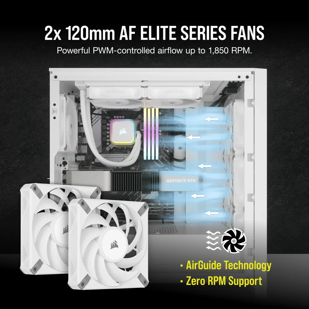 Corsair iCUE H100i RGB Elite 240mm Liquid CPU Cooler (White) - Image 8