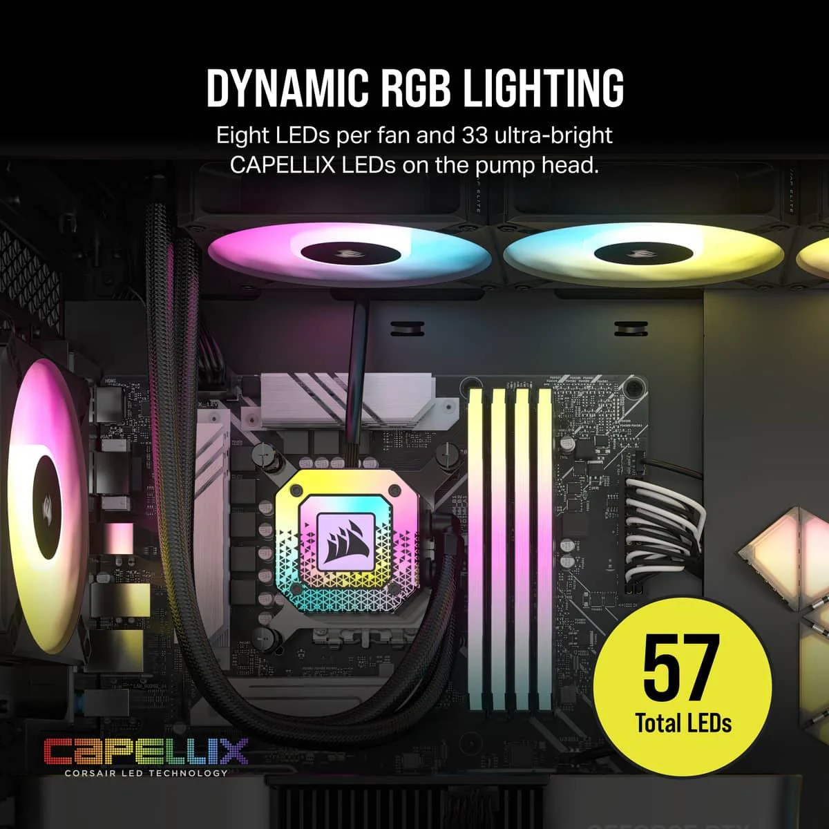 Corsair iCue H150i Elite Capellix XT Extreme Performance 360MM RGB Liquid CPU Cooler (Black) - Image 4