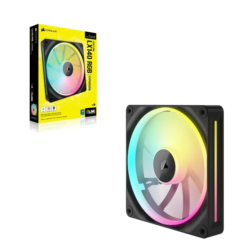 Corsair iCUE LINK LX140 RGB 140MM PWM PC Fan Expansion Kit (Single Pack) (Black, White) - Image 8