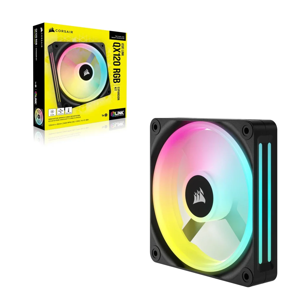 Corsair iCUE Link QX120 RGB 120mm PWM PC Fan Expansion Kit (Black) (Single Pack) - Image 9