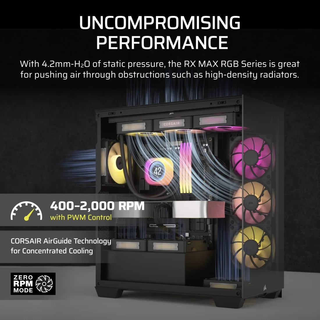 Corsair iCUE Link RX120 MAX RGB 120mm PWM Thick Fan Expansion - Single Pack (Black) (CO-9051033-WW) - Image 3