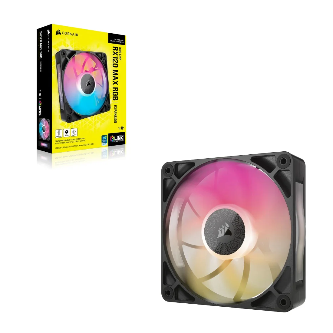 Corsair iCUE Link RX120 MAX RGB 120mm PWM Thick Fan Expansion - Single Pack (Black) (CO-9051033-WW) - Image 8