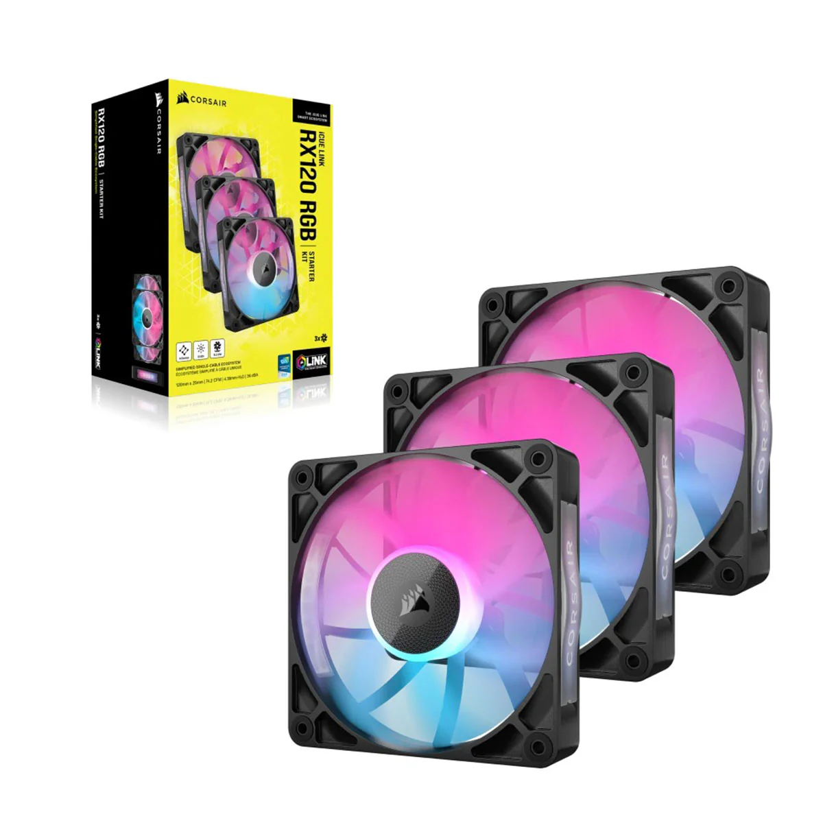 Corsair ICUE Link RX120 RGB 120MM PWM Fan Triple Starter Kit (Black) - Image 3