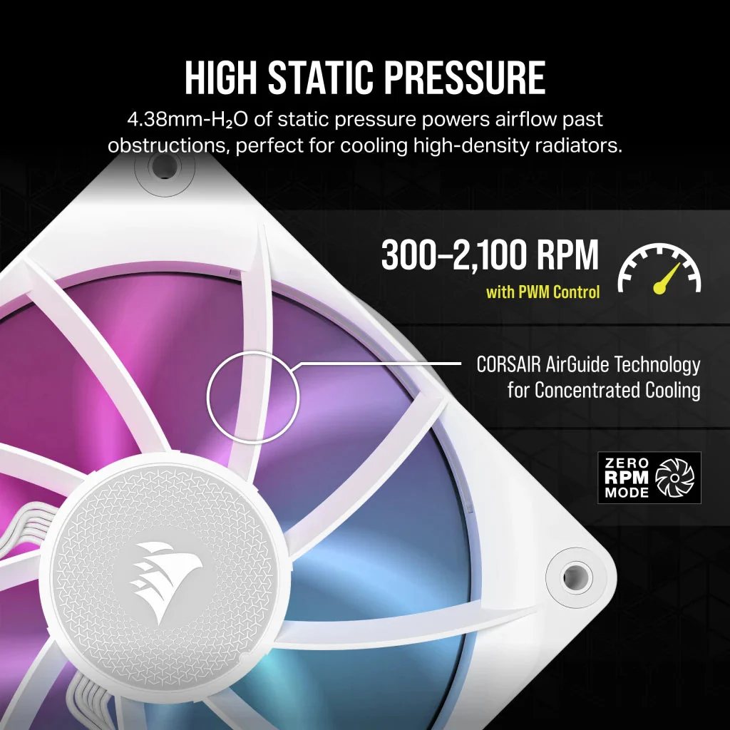 Corsair iCue Link RX120 RGB 120MM PWM Fan Triple Starter Kit (White) - Image 6