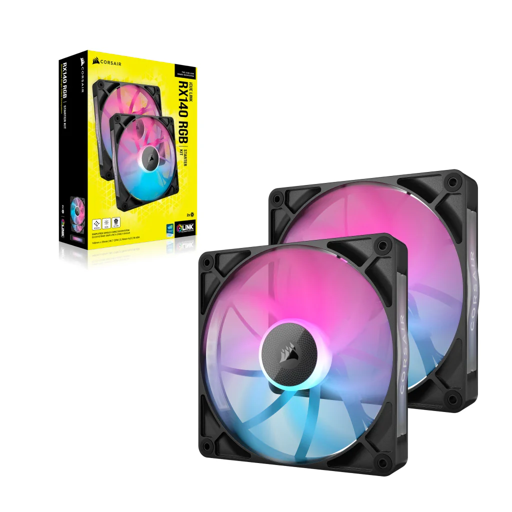Corsair iCue Link RX140 RGB 140MM PWM Fan Twin Starter Kit (Black, White) - Image 3