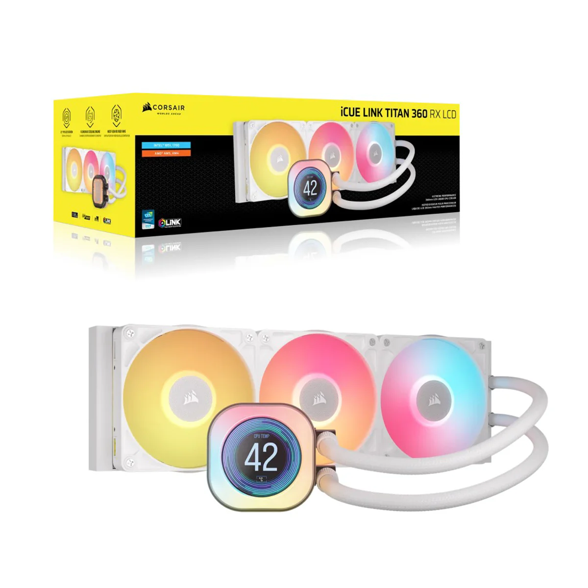 Corsair iCue Link Titan 360 LCD RX LCD AIO Extreme Performance 360MM RGB Liquid CPU Cooler (Black, White) - Image 19